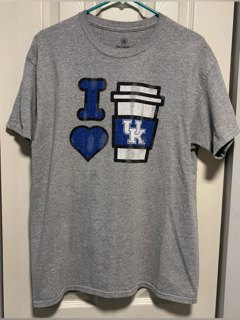 University of Kentucky Wildcats I Love Coffee Graphic Gray Distressed T-Shirt